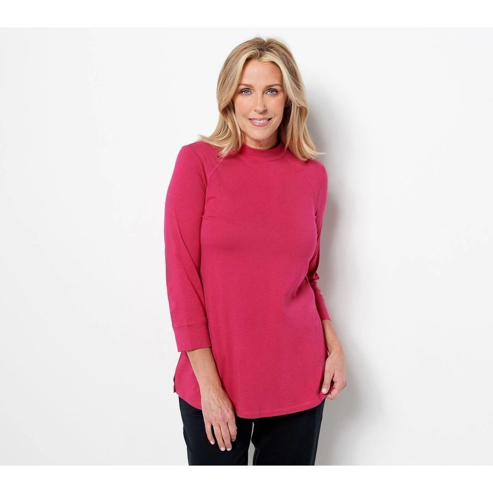 LOGO Principles by Lori Goldstein 3/4 Sleeve WOMEN Mock Neck Top NWT